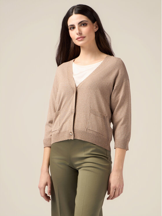 Oltre Oltre Cardigan M591J004951N002 Écru Cropp Fit