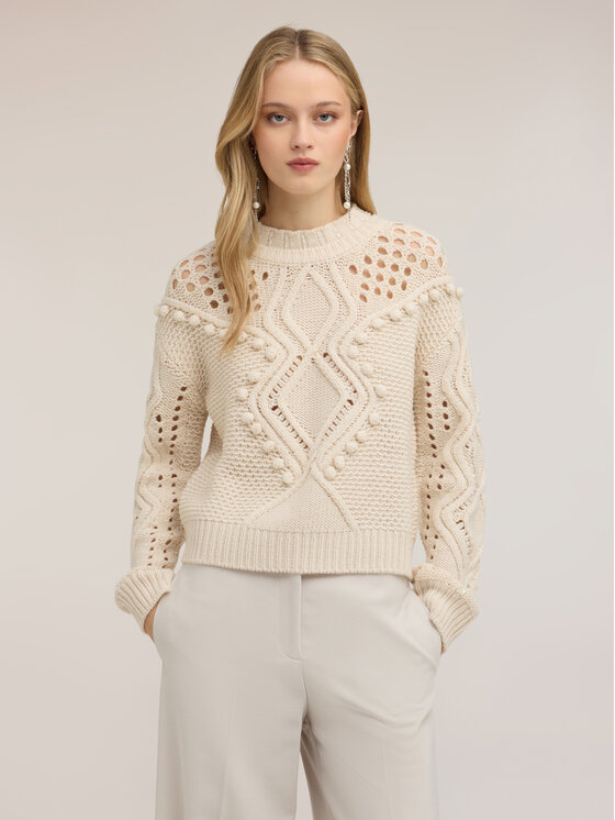 Motivi Motivi Sweter M621W004339N011 Biały Regular Fit