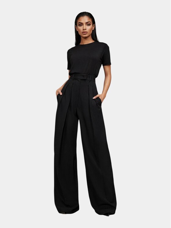MADE BY SOCIETY MADE BY SOCIETY Spodnie materiałowe GHOST VECTOR Pants - P27150 Czarny Basic Fit