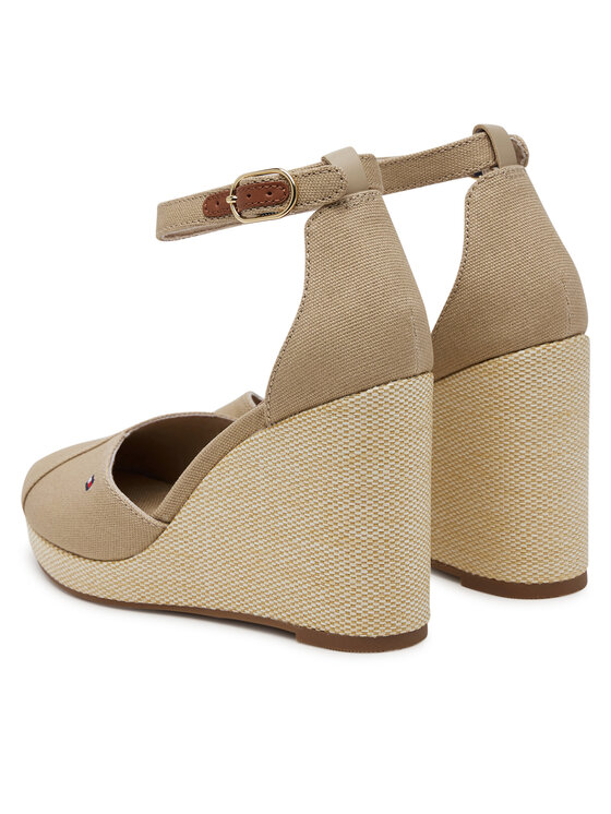 Tommy Hilfiger Tommy Hilfiger Półbuty Flag High Wedge Espad Closed Toe FW0FW08494 Beżowy