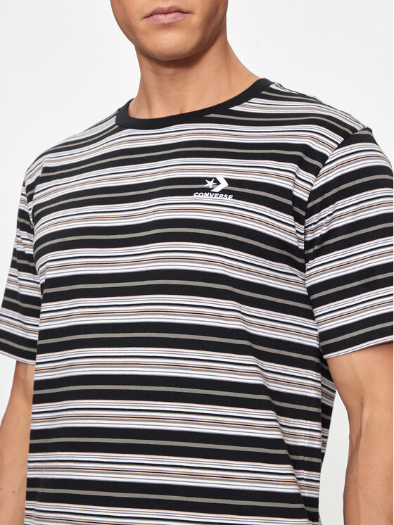 Converse Converse T-Shirt M Loose Fit Striped Tee 10027159-A01 Černá Loose Fit