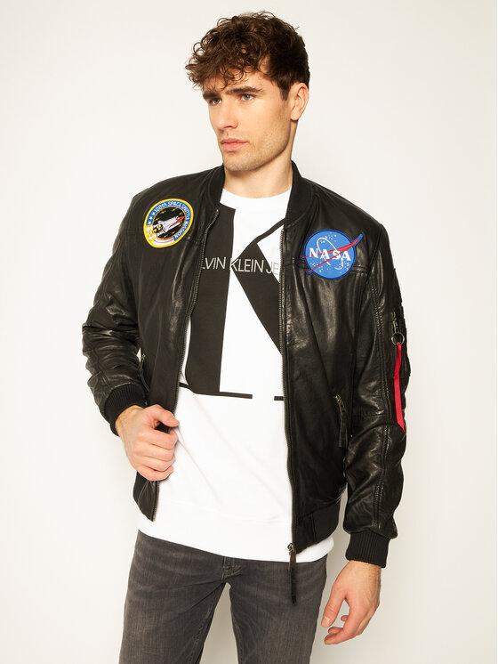 Alpha Industries Alpha Industries Bunda z imitace kůže Ma-1 Nasa 126151 Černá Regular Fit