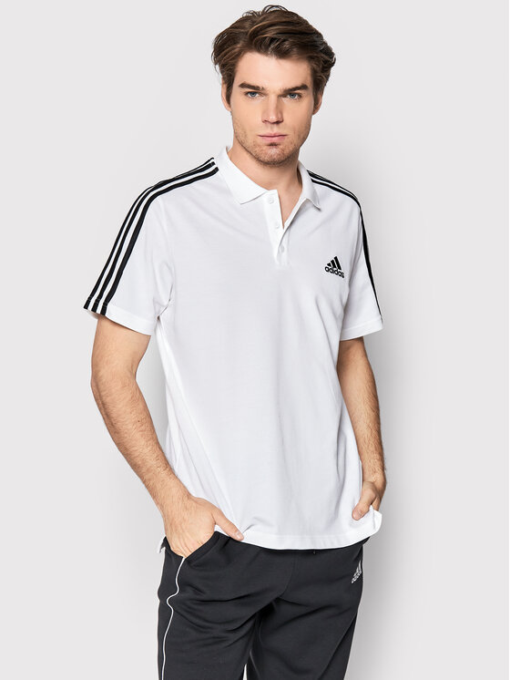 adidas Polo Aeroready Essentials Pique Embroidered Small Logo 3-Stripes GK9138 Balts Regular Fit