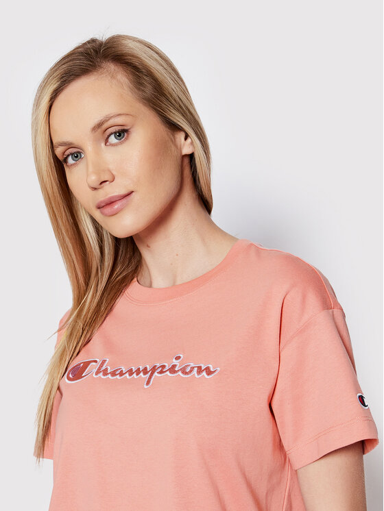 Champion Champion T-Shirt Crewneck 115351 Różowy Custom Fit