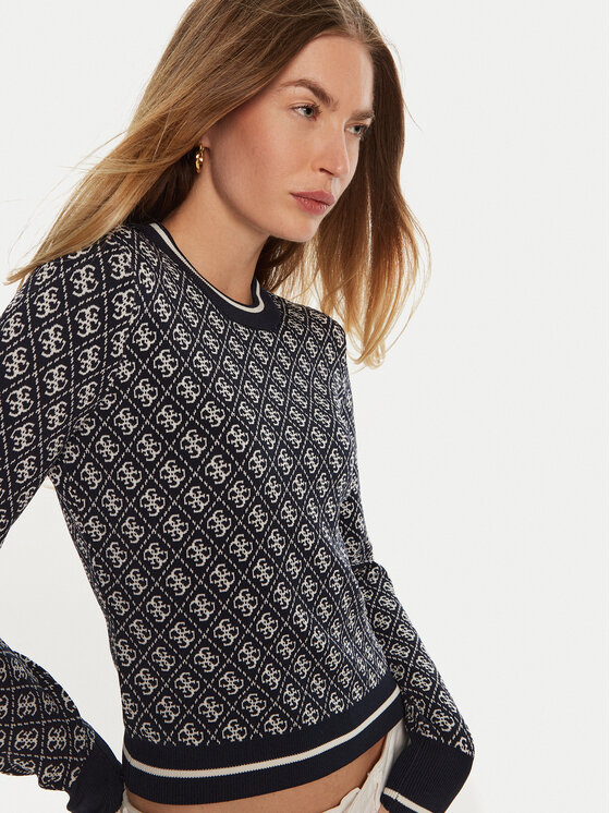 Guess Guess Sweter Lise W4BR21 Z37K0 Granatowy Regular Fit