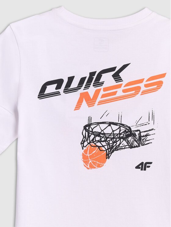 4F 4F T-Shirt 4FJRAW26TTSHM4343-10S Biały Regular Fit