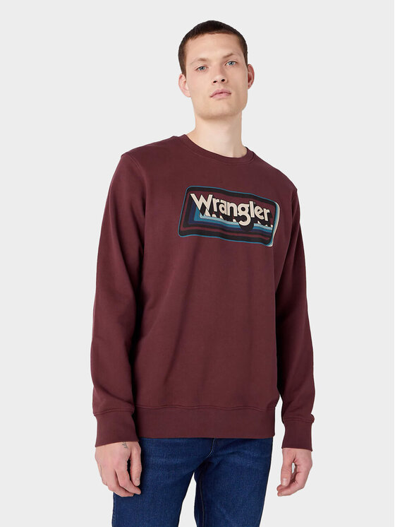 Wrangler Wrangler Bluza GRAPHIC CREW Brązowy Regular Fit