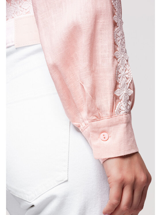 Ombre Ombre Bluzka OW-TS-E0033 Różowy Slim Fit