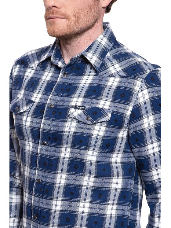 Wrangler Wrangler Camicia LS WESTERN SHIRT Blu Regular Fit