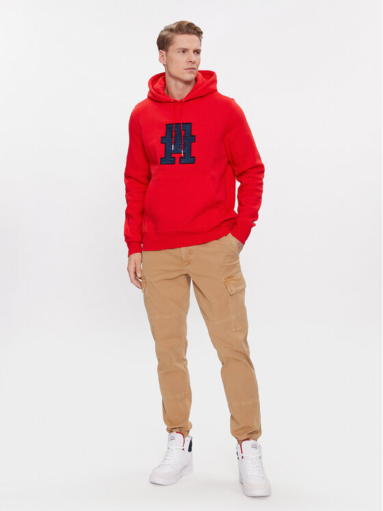 Tommy Hilfiger Tommy Hilfiger Bluza Monogram Applique MW0MW32702 Czerwony Regular Fit