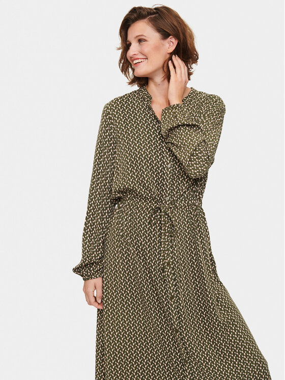 Saint Tropez Saint Tropez Srajčna obleka 30511353 Zelena Casual Fit