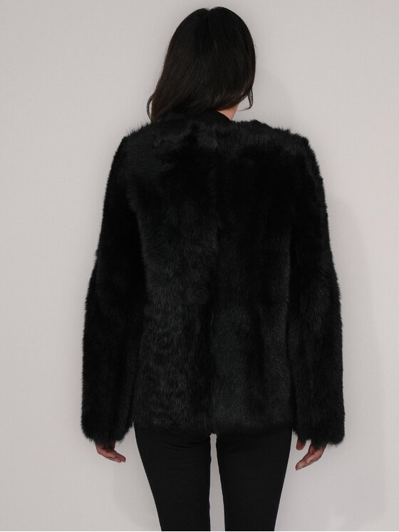 FAN LEATHER FAN LEATHER Kożuch naturalny Dwustronny 70 Czarny Loose Fit