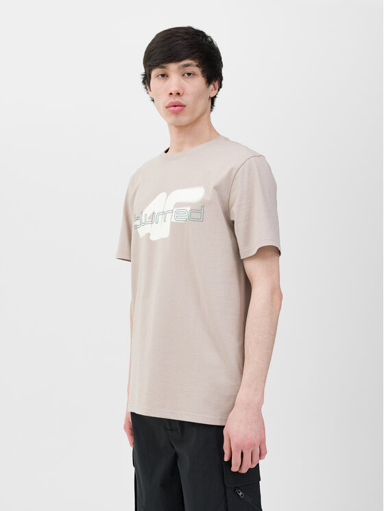 4F 4F T-shirt 4FWSS24TTSHM1317-83S Beige Regular Fit