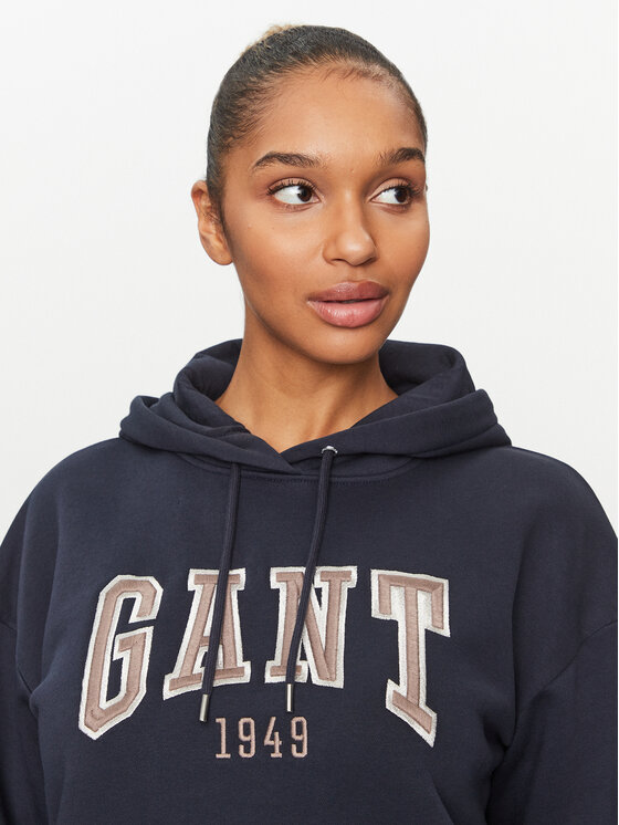 Gant Gant Pulóver Rel Logo Hoodie 4200726 Sötétkék Relaxed Fit