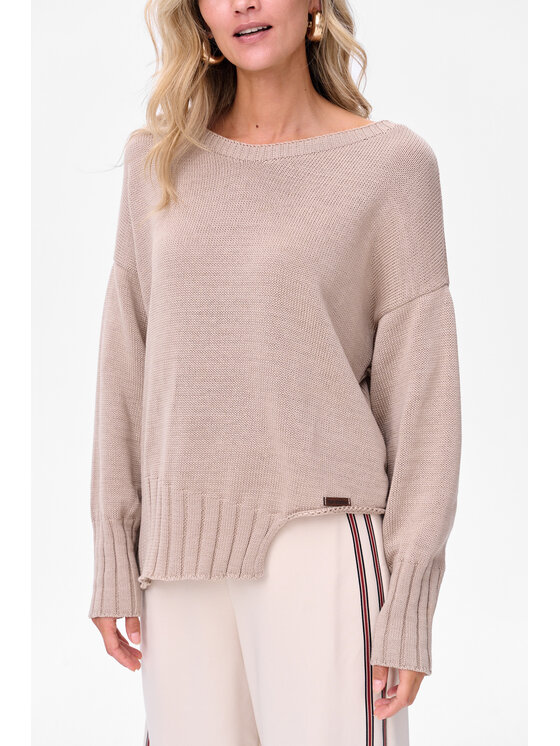 blue shadow blue shadow Sweter Bocq Beżowy Regular Fit