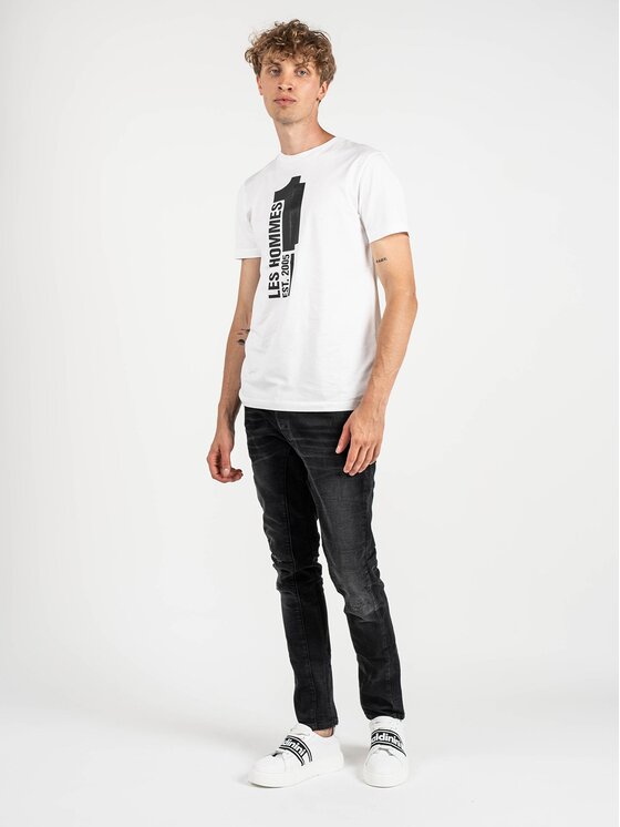 Les Hommes Les Hommes T-shirt LLT205 721P | Round Neck T-Shirt Bianco Regular Fit