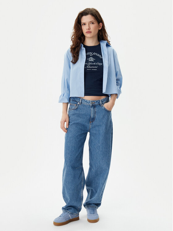 Tommy Jeans Tommy Jeans Marškinėliai Nyc Ringer DW0DW20323 Tamsiai mėlyna Slim Fit