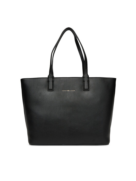 Geantă Tommy Hilfiger Th Logotape Tote AW0AW17449 Negru