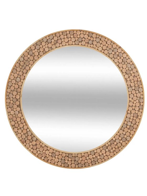MIAhome MIAhome Lustro okrągłe drewniane Inori 99 cm Brązowy