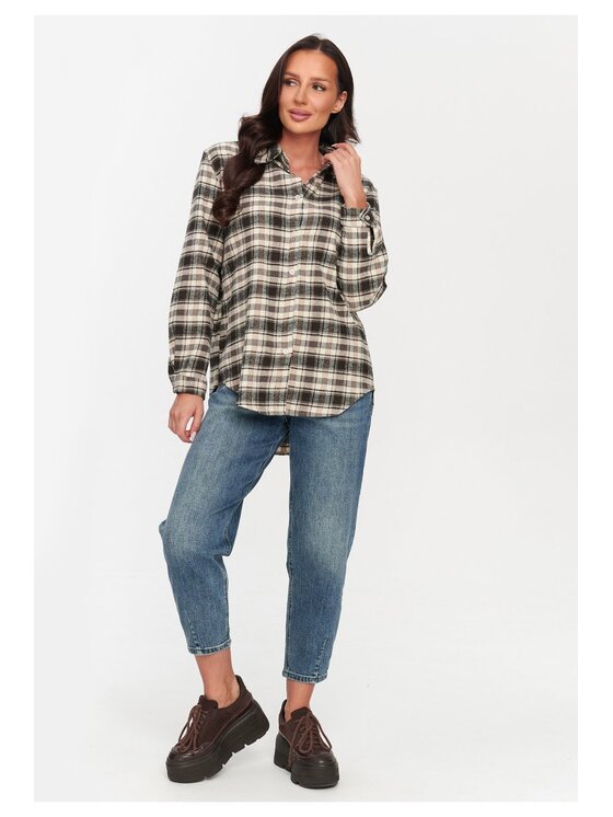 Makadamia Makadamia Koszula C75 Brązowy Loose Fit