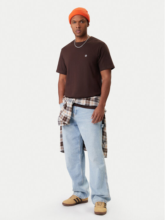 Element Element Tričko Icon Embroidery ELYKT00168 Hnedá Regular Fit