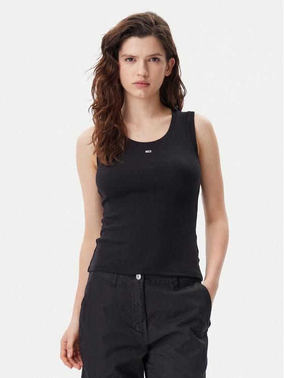 Tommy Jeans Tommy Jeans Top Essential DW0DW20673 Černá Slim Fit