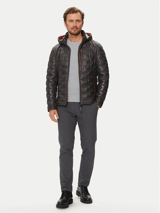 Milestone Milestone Шкіряна куртка Tamino 431019 60305 Сірий Regular Fit