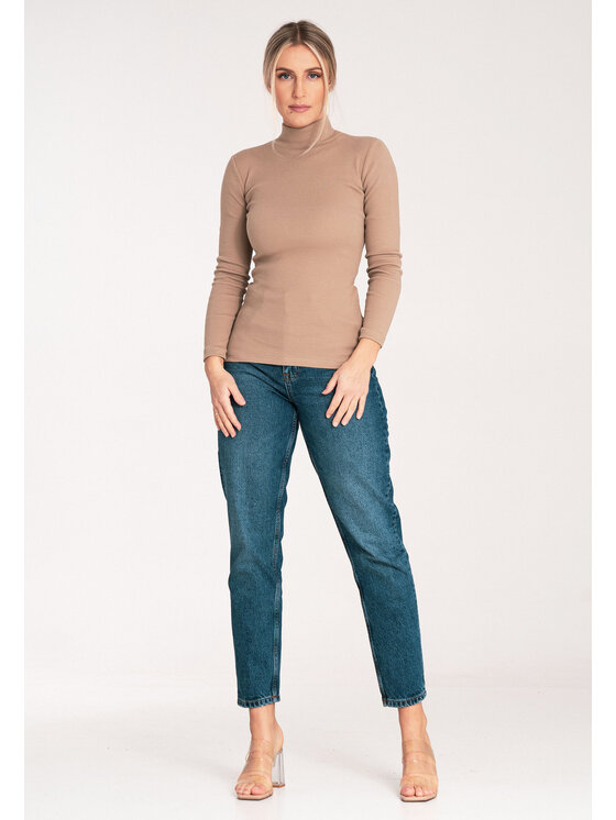 FIGL FIGL Bluzka M1058 Beżowy Fitted Fit