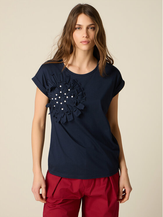Oltre Oltre T-Shirt G00DJ004618N034 Niebieski Regular Fit