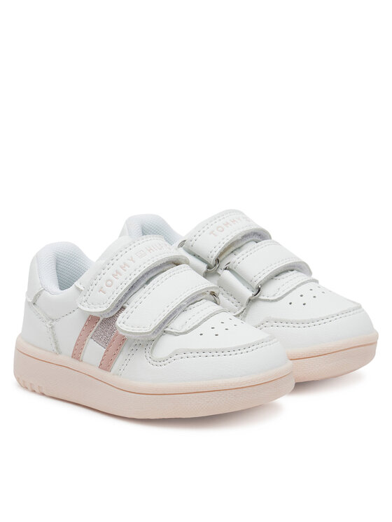Tommy Hilfiger Tommy Hilfiger Laisvalaikio batai Flag Low Cut Velcro Sneaker T1A9-33730-1439 M Balta