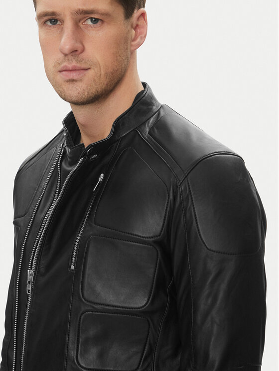 Serge Pariente Serge Pariente Geacă de piele Couture Negru Slim Fit