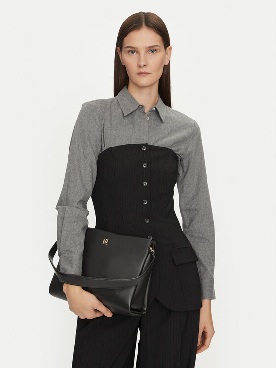 Tommy Hilfiger Tommy Hilfiger Torbica Th Legacy Med Satchel AW0AW17173 Crna