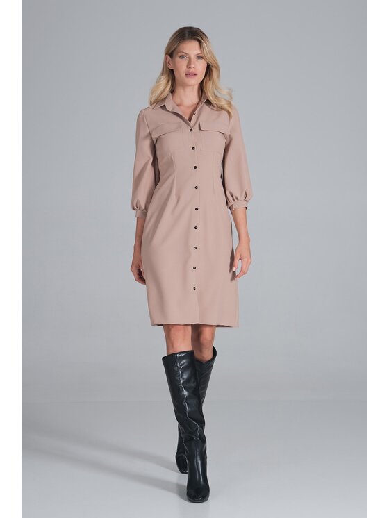 FIGL FIGL Šaty M849 Béžová Regular Fit