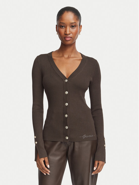 Guess Kardigan W6YR11 Z0950 Tamno smeđa Slim Fit
