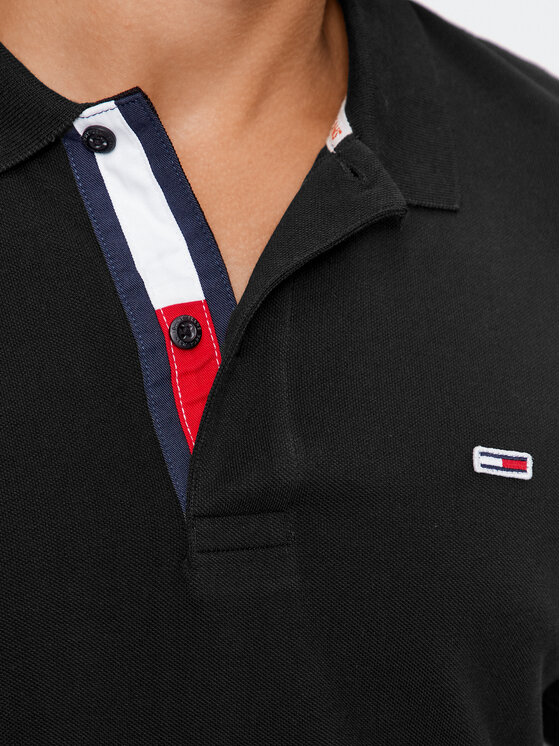 Tommy Jeans Tommy Jeans Тениска с яка и копчета DM0DM15370 Черен Slim Fit