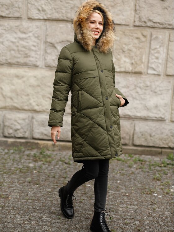 Perso Perso Zimní bunda BLH919079F Khaki Regular Fit
