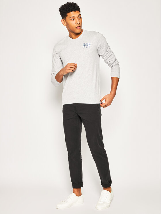 Lee Lee Longsleeve Chest Loggo Tee L64SFE03 112115913 Szary Regular Fit