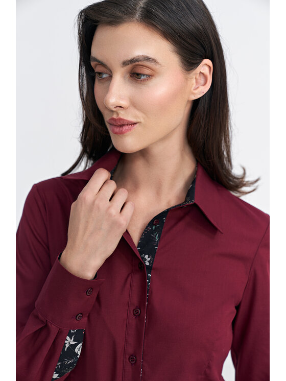 NIFE NIFE Košile K82 Bordó Regular Fit