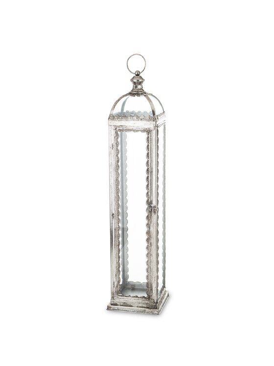 MIAhome MIAhome Lampion metalowy ze szkłem Kerala 77 cm Srebrny