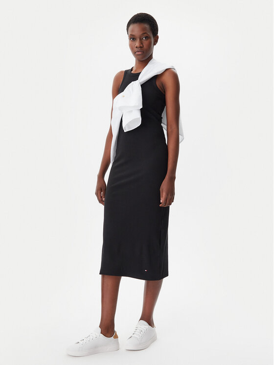 Tommy Hilfiger Tommy Hilfiger Vasarinė suknelė WW0WW38838 Juoda Slim Fit
