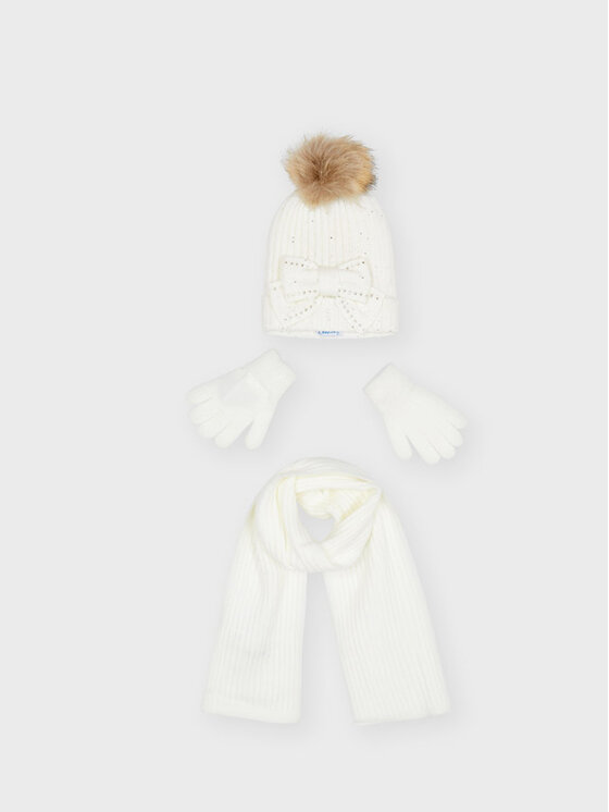 Mayoral - Bonnet, écharpe et gants beige Ado