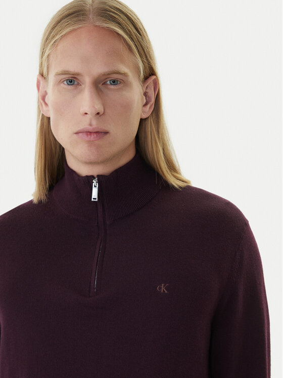 Calvin Klein Calvin Klein Sveter LV04LD318G Bordová Regular Fit