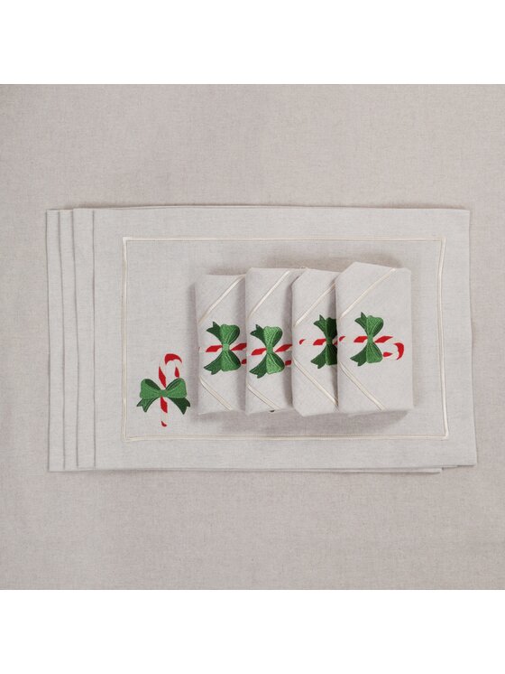 Roseberry Home Roseberry Home Serwetki Candy Cane & Mistletoe Mirha Beżowy