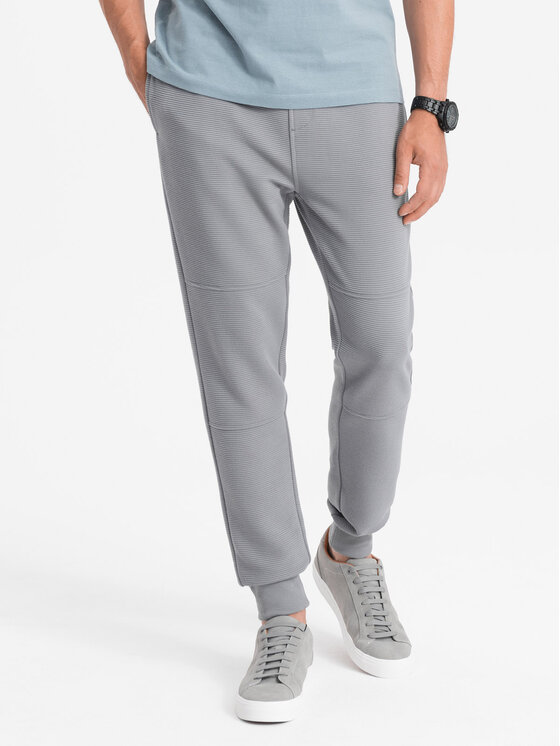 Ombre Ombre Spodnie dresowe OM-PASK-0129 Szary Regular Fit