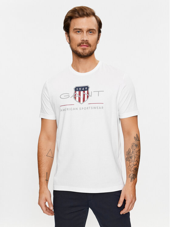Gant Gant T-Shirt Reg Archive Shield Ss 2003199 Bílá Regular Fit