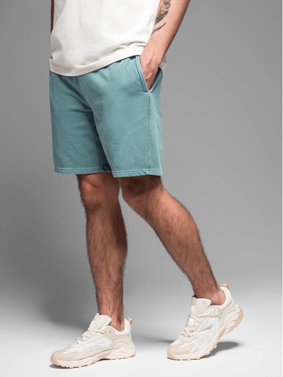 Ombre Ombre Šortky z materiálu OM-SRWS-0122 Tyrkysová Relaxed Fit