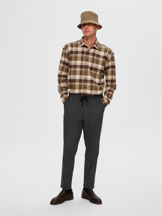 Selected Homme Selected Homme Medžiaginės kelnės 16090956 Pilka Slim Tapered Fit