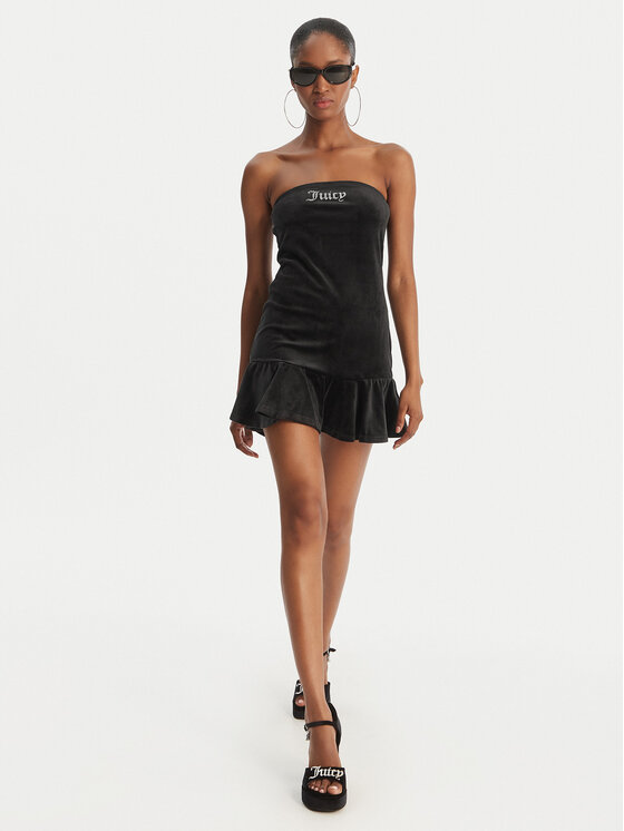 Juicy Couture Juicy Couture Ikdienas kleita Ruffle JCWED126311 Melns Slim Fit