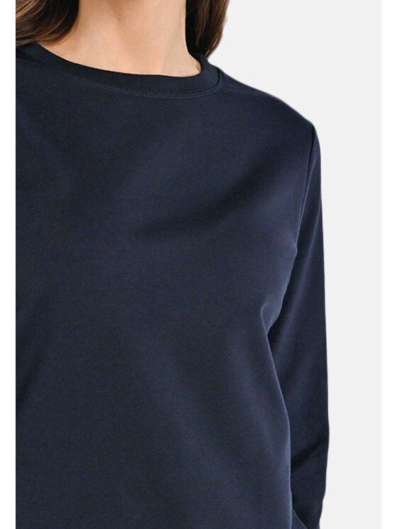 Teyli Teyli Bluzka bawełniana damska z okrągłym dekoltem Ellis Niebieski Classic Fit