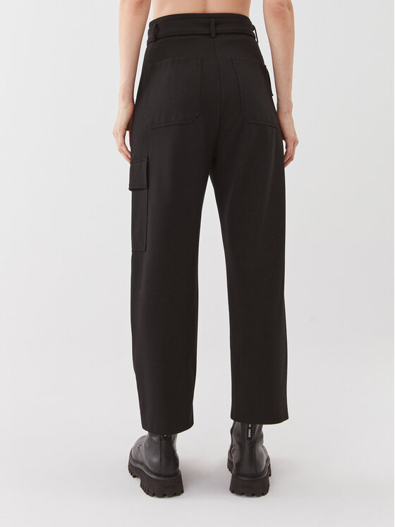PINKO Pinko Medžiaginės kelnės 101859 A184 Juoda Straight Fit